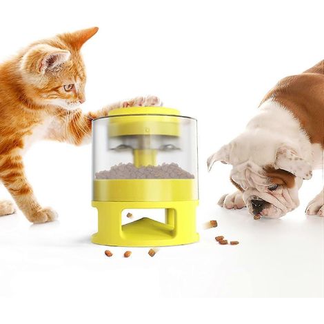 Distributeur de croquettes pour chiens et chats - Jouet pour animaux avec bouton automatique - Alimentation lente, apprentissage intelligent (1/5)