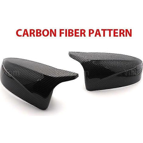 Außenspiegelkappen in glänzendem Schwarz mit Carbonfaser-Optik (Hupenform) für BMW X5 E70 und X6 E71 (2008–2013) – Carbonfaser-Muster