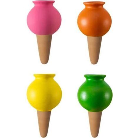 Pack de 4 Pointes Auto-arrosantes en Terre Cuite, Pieux D'arrosage des Plantes, Pieux D'autoarrosage Décoratifs de 430ml, Goutte-Gouttes Automatiques pour Plantes en Pot D'intérieur(2) (1/4)
