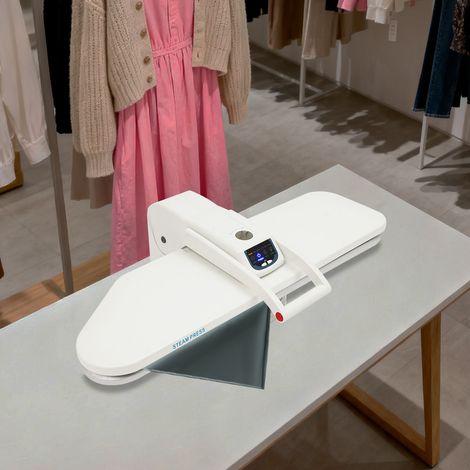 Fer à repasser à vapeur 1600 W, table de repassage antiadhésive de 91 cm, avec panneau de commande numérique, 5 réglages de repassage, arrêt automatique et réservoir d'eau de 1L, blanc (1/5)