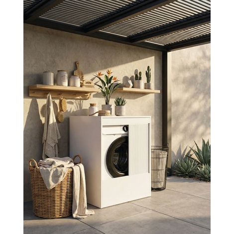 Mobile coprilavatrice Chiara - Apertura a serrandina - Contenitore coprilavatrice per interni ed esterni in resina pvc - Lavatrice non inclusa - 70 x 94 x 60 cm (1/4)