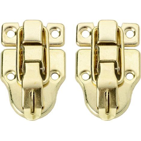 CCYKXA 2 Pcs Retro Style Toggle Latch Hasp Antique Metal Hasp with Mounting Screws for Jewelry Box Cabinet Wooden Box (Golden)