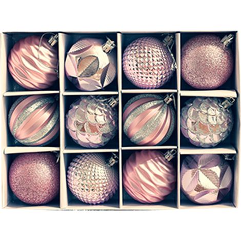 Boule De Noël - 12 Pièces - 6 Modèles - Diamètre 6 Cm - En Plastique Résistant Aux Chocs - Avec Cordon De Suspension - Pour Arbre De Noël Décoration Intérieure (1/5)