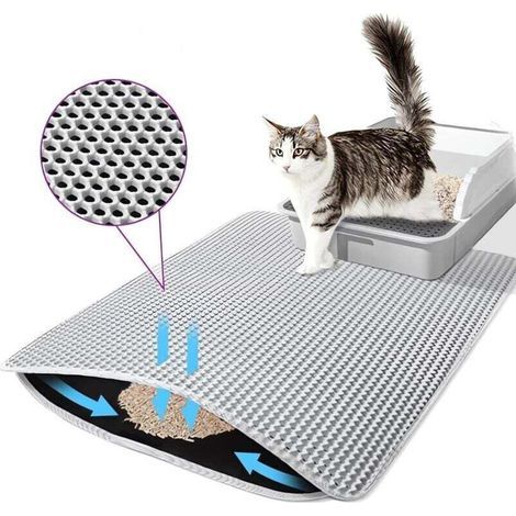 Katzenstreumatte, Katzenstreumatte mit rutschfester Schicht, wasserdichte Katzenmatte, rutschfeste Katzenmatte, Katzentoilettenmatte für alle Katzenarten, Katzenklo (1/4)