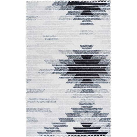 Tapis Tissé Imprimé à Poils Plats "Maya V" Gris 200 x 290 cm (1/4)