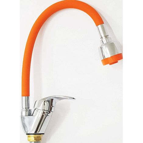 Cleafe - Miscelatore Lavello Easy 52855a Arancio Cromato Acciaio Lavandino A Doccetta 360 -