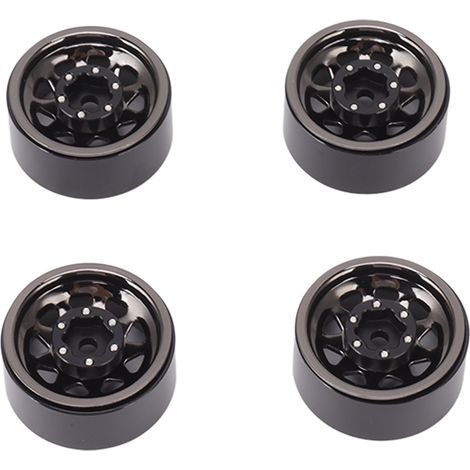 Lot de 4 jantes Beadlock à gorge profonde de 2,5 cm (1 pouce) universelles pour carrosserie de quad/voiture RC Traxxas, avec visseuse noire. (1/5)