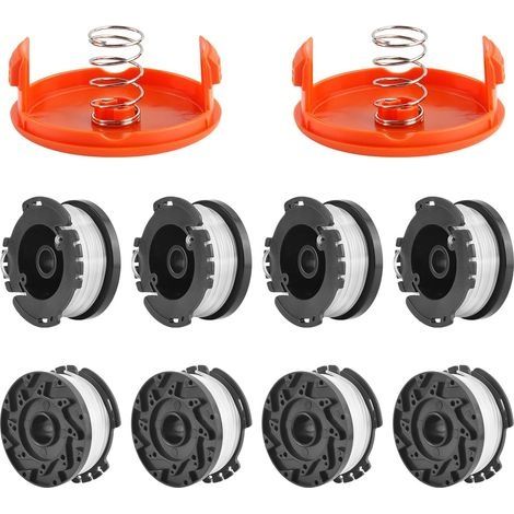 10 Pack Bobine Fil Coupe Bordure Compatible avec Black et Decker Coupe Bordures, A6481 A6485 1.65mm Bobine de Fil Debroussailleuse(8 Fil Coupe Bordure,2 Couvercle,2 Ressort) (1/5)