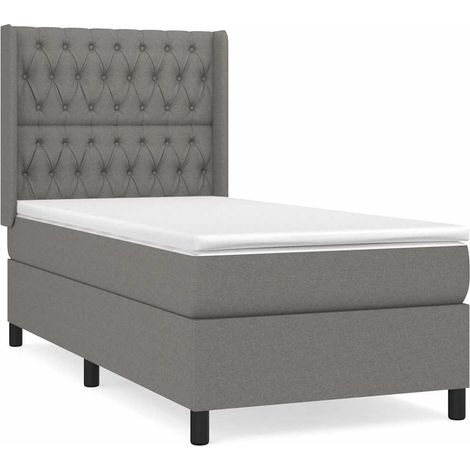 Maison Exclusive - Giroletto a Molle con Materasso Grigio Scuro 100x200 cm Tessuto (1/5)