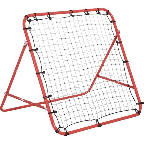 HOMCOM Rebounder für Fußball, 84 x 84 cm Fussball Rebounder mit stufenlos verstellbarem Winkel, Kickback Rückprallwand Fußballtor für Jugendliche Schuss-, Pass- und Ballannahmetraining Rot