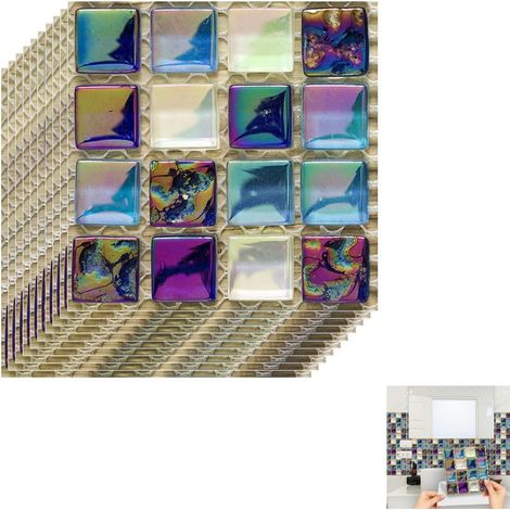 JSSEVN - Paquete de 100 adhesivos para suelo con efecto mosaico para baño y cocina. Resistentes al aceite (10 x 10 cm). (1/5)