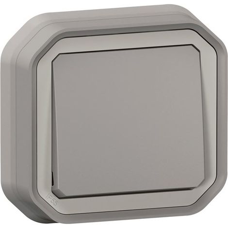 Interrupteur ou va-et-vient Plexo complet encastré avec griffes - gris (070030) (1/6)