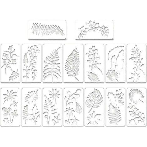 16 pochoirs de feuilles réutilisables pour peinture murale (1/5)