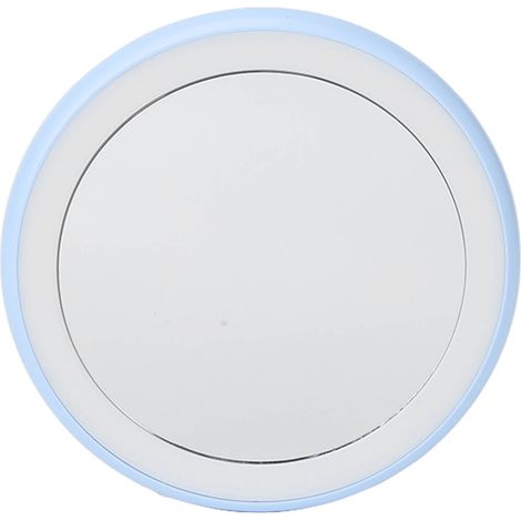 12pcs miroirs de maquillage LED ronds lumineux version pile, compacts voyage, couleur bleu ciel (1/5)