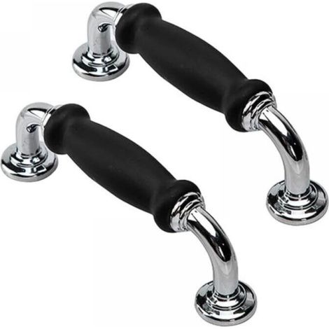 Lot de 2 poignées de porte vintage noires pour armoire, tiroir, meuble, distance entre les trous : 96 mm (1/4)