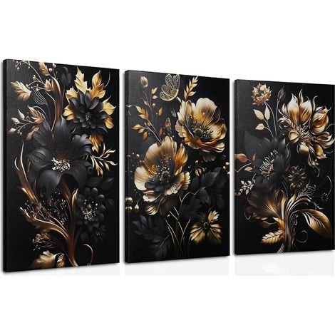 Tableau Decoration Murale Fleurs Or Noir Affiche Decoration Murale (1/5)
