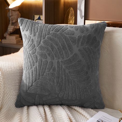 Housse De Coussin - Feuilles D'automne - 40 x 40 cm - Gris Foncé - Polyester - Pour Canapé Ou Décoration Intérieure - 1 Pièce (1/5)