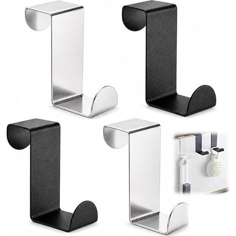 Stainless Steel Door Hooks, Kitchen Towel Hook, Reversible Towel and Coat Rack, Bathroom and Office Storage (1/5)