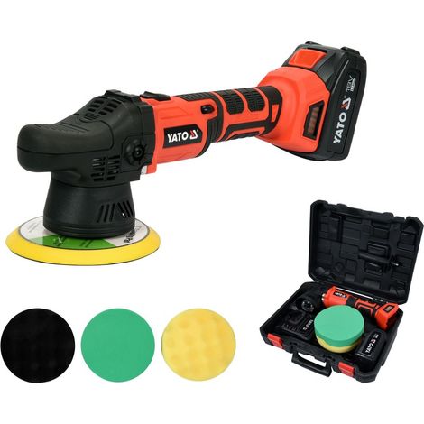 YATO Akku Exzenter Poliermaschine 18V Exzenterschleifer 150mm Auto Polierer Set 3Ah Li-lon Ladegerät (1/9)