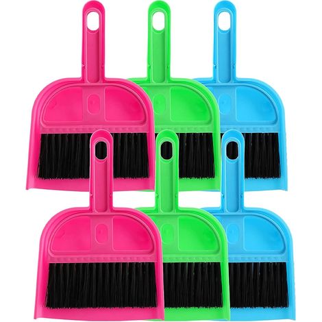 Lot de 6 mini balayette et pelle à poussière, set ramasse-miettes pour table, bureau et plan de travail (1/5)
