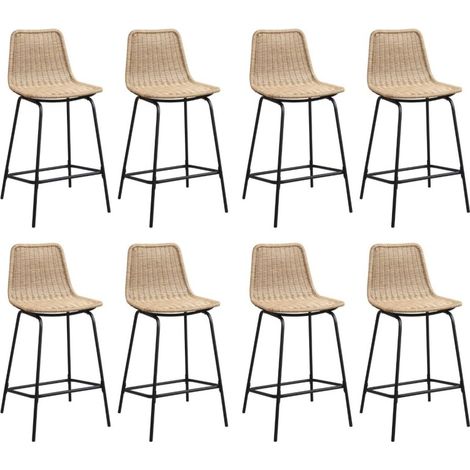Set di sgabelli da bar e isola in metallo con seduta in rattan 65 cm BALI (1/5)