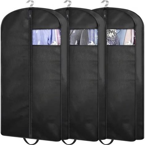 Borsa porta giacca rinforzata, con scomparti, confezione da 3, finestra trasparente in PVC, borsa protettiva per abbigliamento da lavoro e da viaggio (6010127 cm)