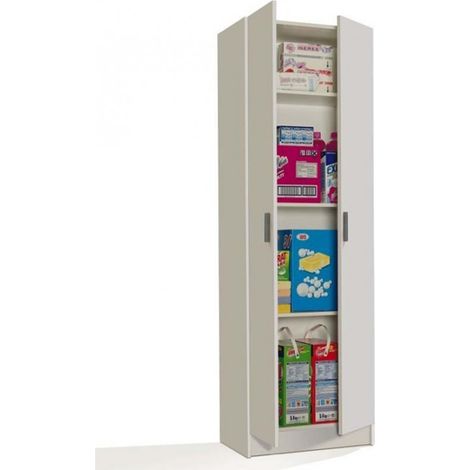 Armoire de rangement coloris Blanc - 180 x 59 x 37 cm -PEGANE- (1/3)