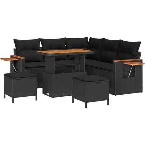 Maison Exclusive - Gartensofa-set mit Kissen 9 pcs Schwarz Poly-R
