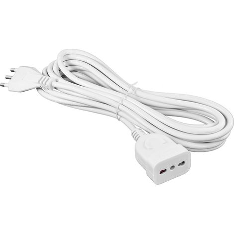 Prolunga elettrica metri 5 spina 16 a presa bivalente 10/16a bianca