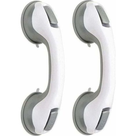 (2pcs)Poignée baignoire de sécurité/Poignée/ventouse de douche pour salle de bain + WC (Gris) (1/4)