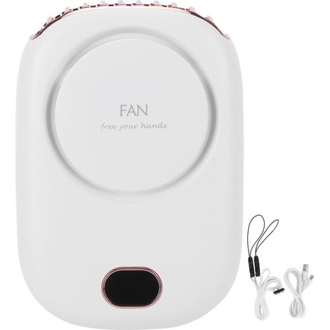Mini ventilateur électrique portable rechargeable par USB, à suspendre autour du cou, sans pales, idéal pour les sports de plein air et les voyages (blanc) (1/5)