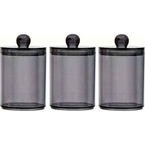 Pack Qtip Dispenser Jars Bathroom Jar Black Plastic Holder (1/5)