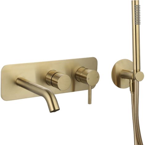 Mitigeur bain douche mécanique mural + douchette 1 jet + corps encastré PAINI Ortence laiton brossé