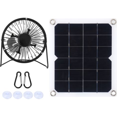 Decdeal Panneau solaire 10W avec ventilateur de refroidissement photovoltaïque pour maison de chien
