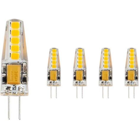 Green Mobility-5X Ampoules G4 LED Blanc Chaud,37mm x 10mm Plus Proche de la Taille Traditionnelle,2.5W LED Equivalent 23W Ampoule à Halogène,2,700K,AC/DC 12V [Classe énergétique A+] (1/5)