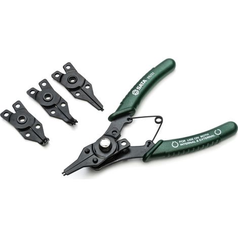 Lot de 5 pinces à anneaux avec 4 mâchoires interchangeables dans un étui de rangement Vert (1/4)