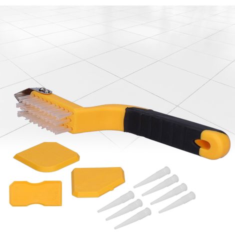 Couteau de nettoyage pour carrelage, outil à jointoyer, grattoir à colle, grattoir à mastic silicone, ensemble de grattoirs en plastique (11 pièces) (1/5)
