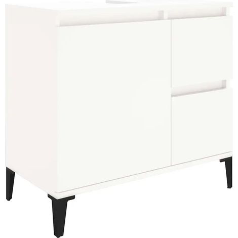 Mueble de baño moderno con 2 cajones 65 x 33 x 60 cm madera de ingeniería blanca 020048416 (1/5)