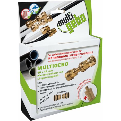 Multigebo Reparaturkit Universal Reparatur Verbundrohr 20x20mm Längenausgleich (1/5)