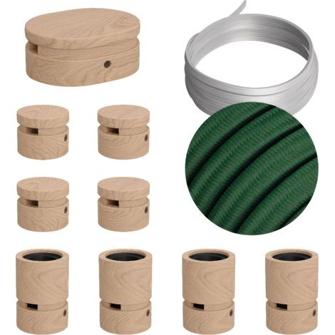 Sistema Filé Symmetric Kit - con cavo di 5 m per catenaria e 9 componenti in legno per interni