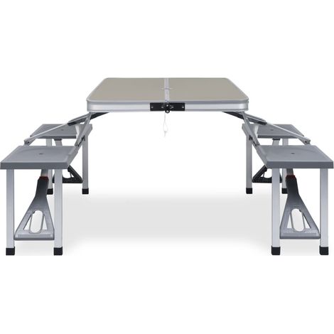 Klappbarer Campingtisch mit 4 Stühlen Stahl Aluminium