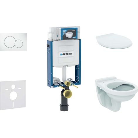 Geberit Combifix - Modulo di installazione a parete, WC Alpha con sedile, placca di comando Sigma01, bianco alpino 110.302.00.5 NR1
