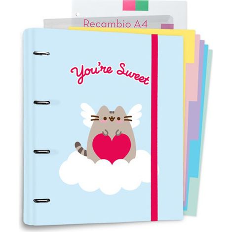Pusheen - Carpeta tamaño A4 de la colección Purrfect Love con hojas (4 anillas, banda elástica) (1/5)