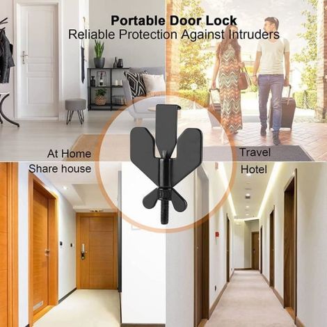 Serrure Porte Interieure Chambre Portable Door Lock Verrouillage De Voyage, Dispositif De Sécurité D'arrêt De Porte Antivol (1/4)