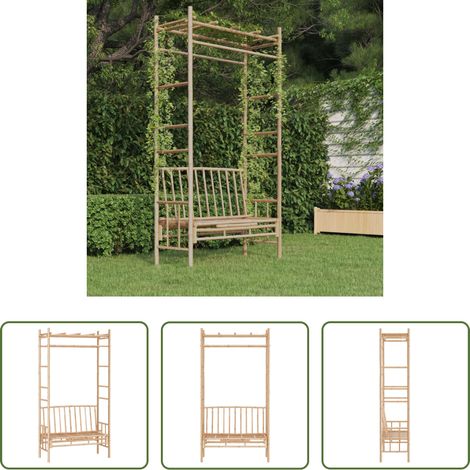 vidaXL Pergola - Gartenbank mit Pergola 116 cm Bambus (1/5)
