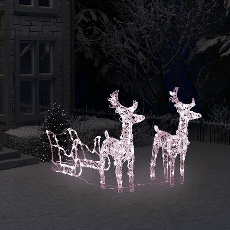 Décoration de Noël Rennes et traîneau 160 LED 130 cm Acrylique CFW28218 (1/5)