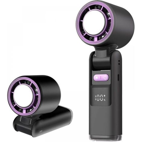 Ventilateur portable, mini ventilateur turbo à vitesse réglable, batterie 4000mAh, corps en métal, affichage numérique, adapté à la maison, au bureau, aux voyages, à l'extérieur (1/5)