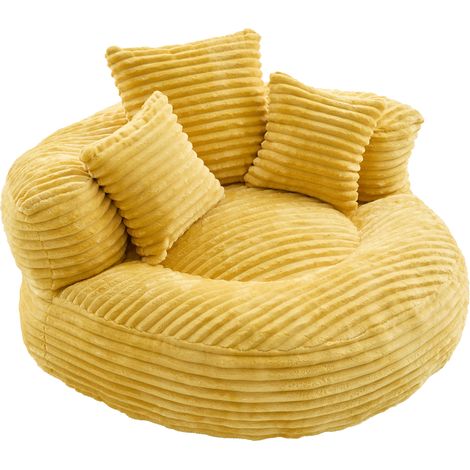 Sitzsack aus Cordstoff Langlebiger und bequemer Liegesessel Sitzsack mit hoher Rückenlehne Mit drei Kissen, für Erwachsene und Kinder gleichermaßen geeignet. Ideal als einzelner Gaming-Sessel für Schl (1/5)