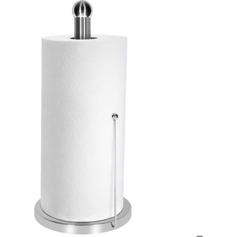 Porte essuie-tout - CHEFFINGER - Argent - Acier inoxydable brossé - Tige latérale de maintien - Design moderne