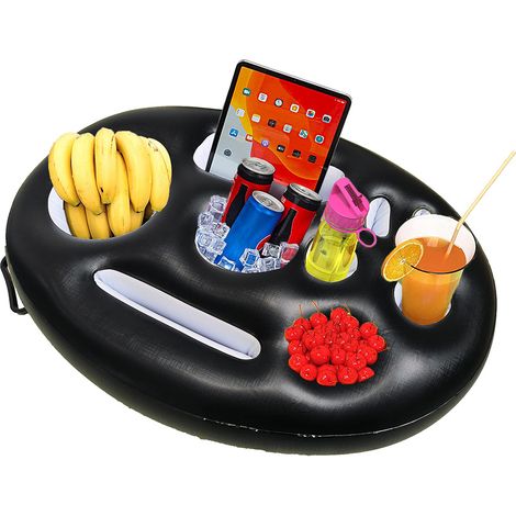 Gonflable Porte Gobelet Piscine,Porte-Gobelet Flottant Portable pour Adultes Plateau Apero Piscine (1/4)